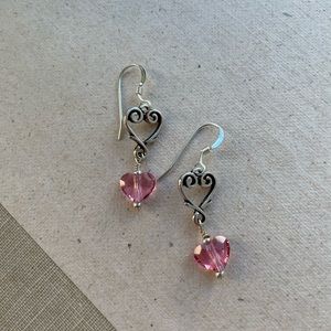 Swarovski crystal heart earrings.